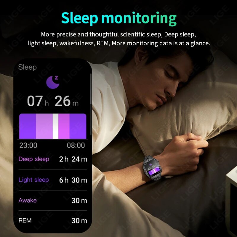Buy LIGE New Smart Watch 1.96 Inch Screen 420 MAh Bluetooth Call Voice Assistant Watch Sports Fitness Waterproof Smartwatch For Men at best price